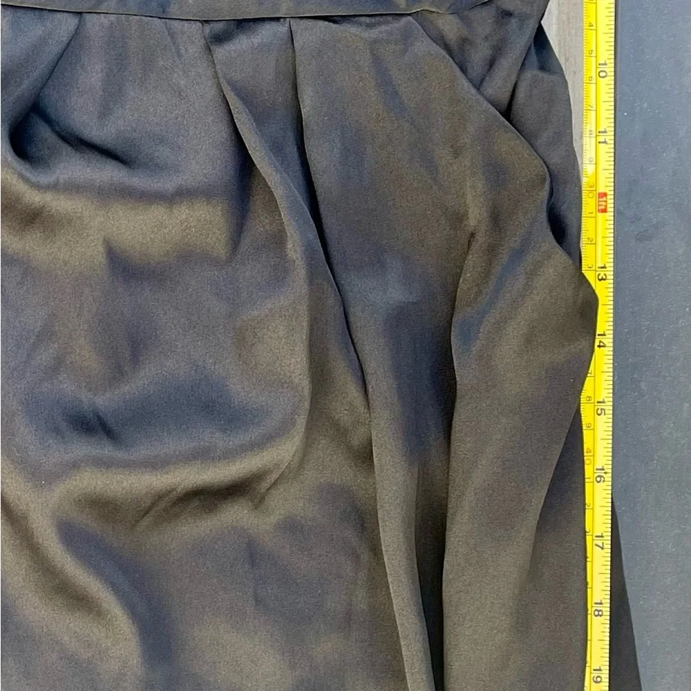 David's bridal black Short Charmeuse Dress with Ruched Waist & Pockets size 8 - Picture 3 of 5